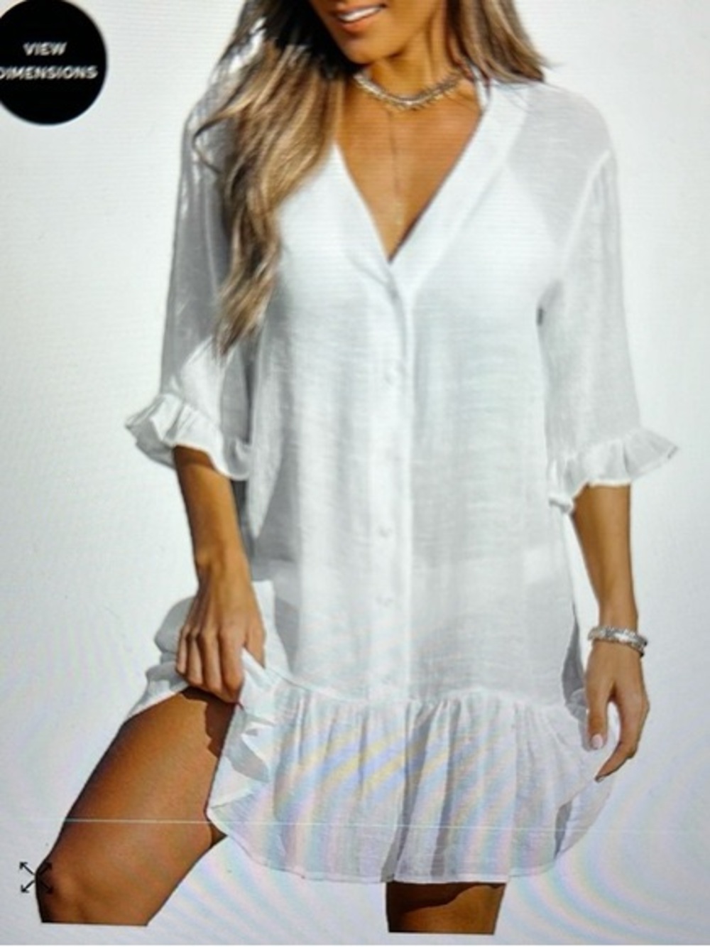 Cupshe styled White V-Neck Beach Cover-Up Tunic - Picture 4 of 7
